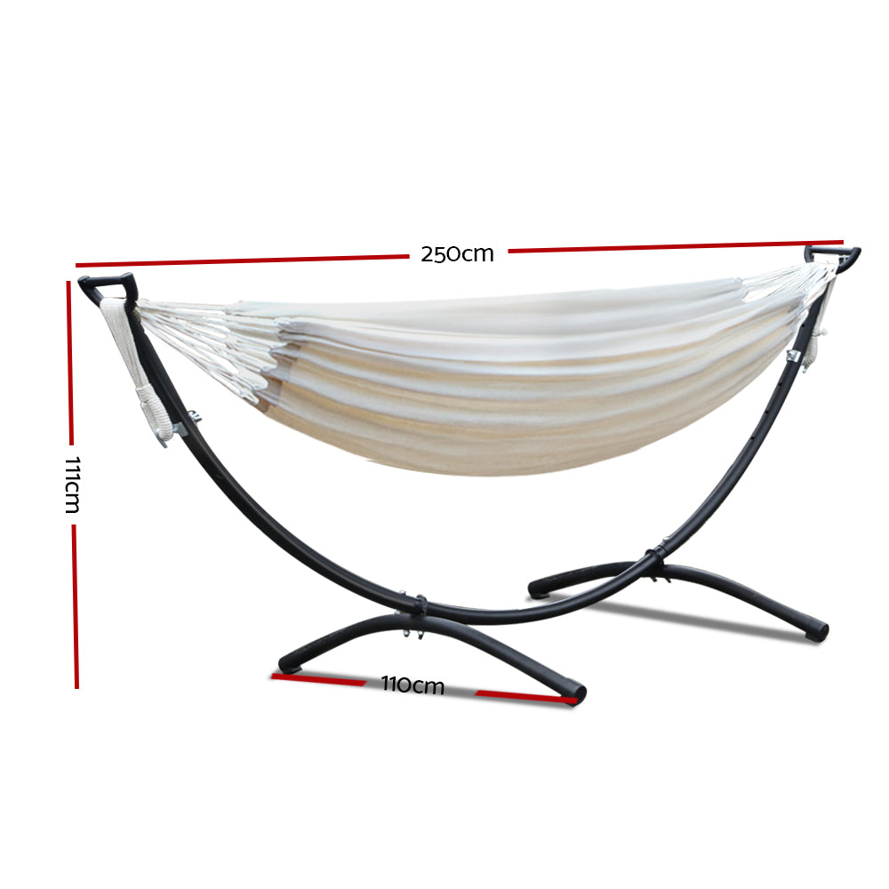 Gardeon Hammock Bed with Steel Frame Stand  - Cream